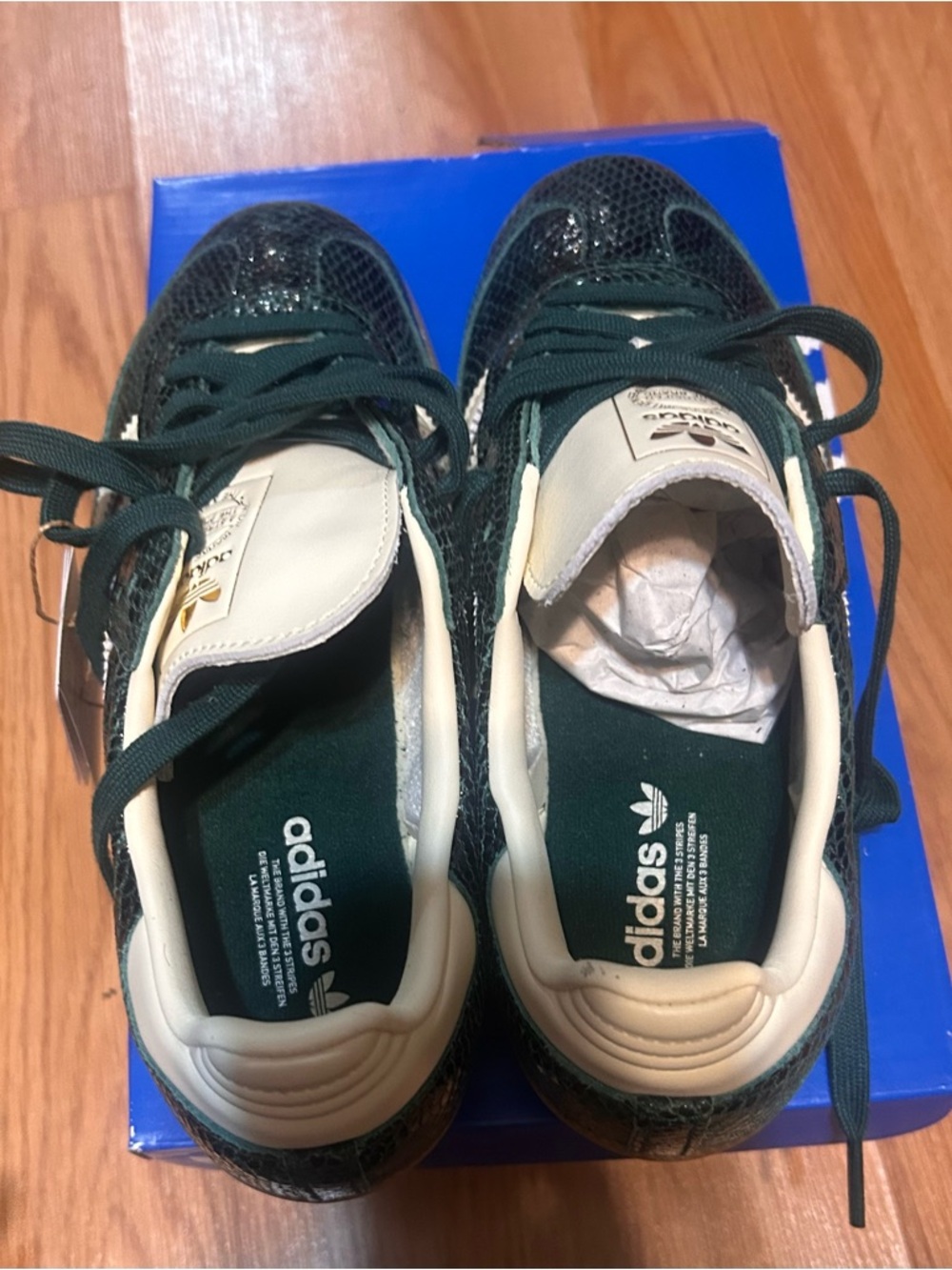 adidas Samba Sneakers in Dark Green and Off-White - Picture 3 of 4
